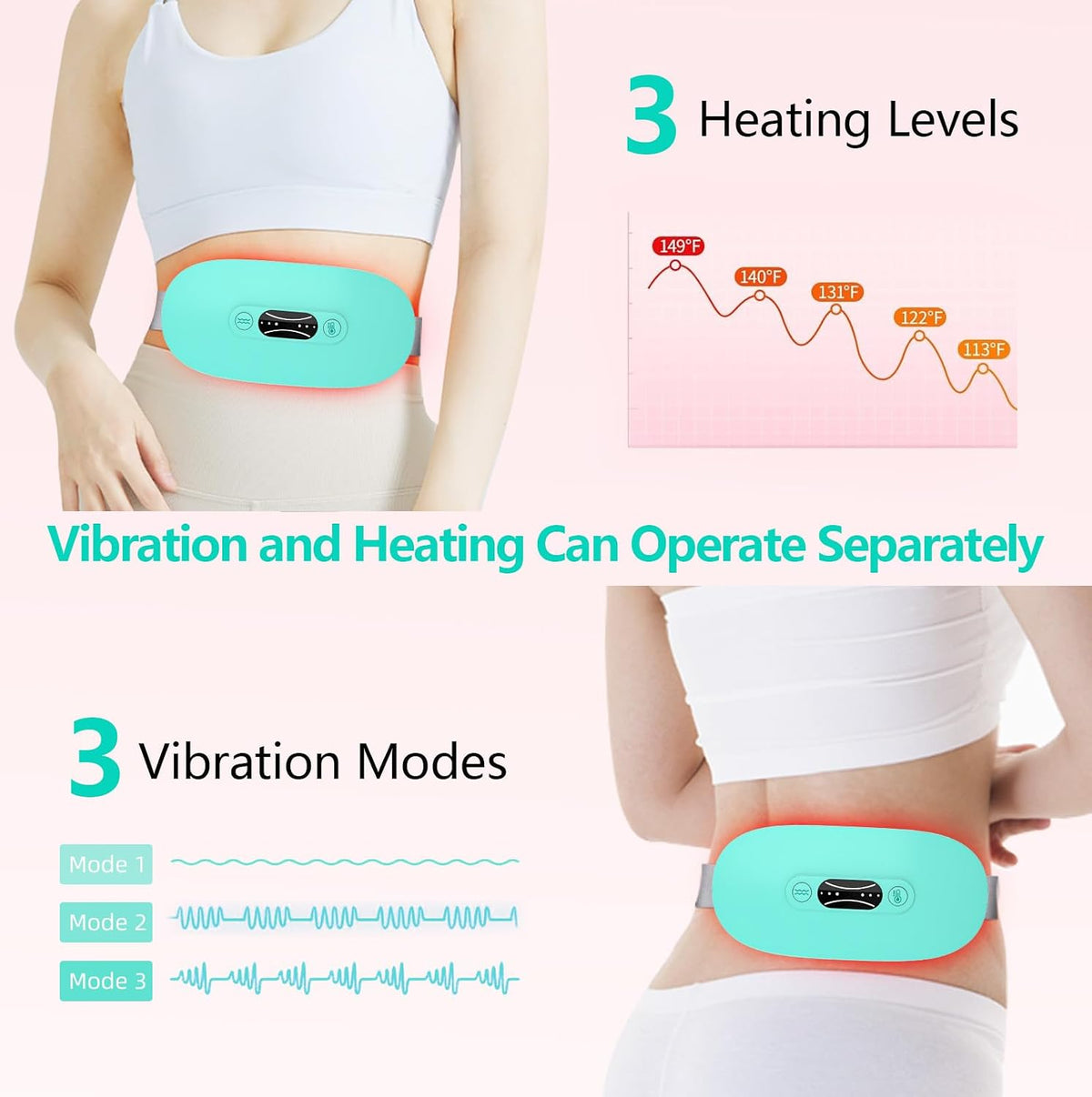 Portable Cordless Heating Pad,Period Cramps Gifts for Mom Blue