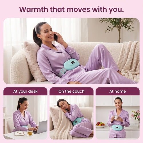 Warmth that moves with you: wear the belt at your desk, on the couch or at home